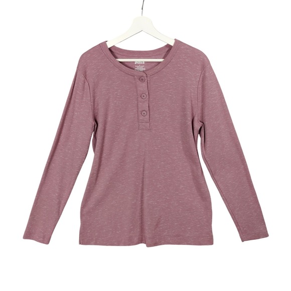 Duluth Henley Cozy Shirt Womens Large Long Sleeve Mauve Outdoor Camping Granola - Picture 1 of 7